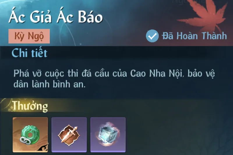 Ảnh Kỳ Ngộ Ác Giả Ác Báo trong game Nghịch Thuỷ Hàn