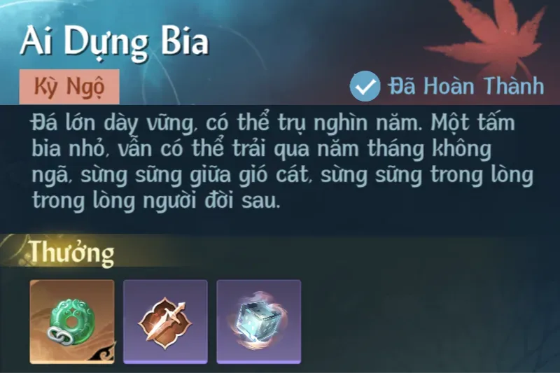 Ảnh Kỳ Ngộ Ai Dựng Bia trong game Nghịch Thuỷ Hàn