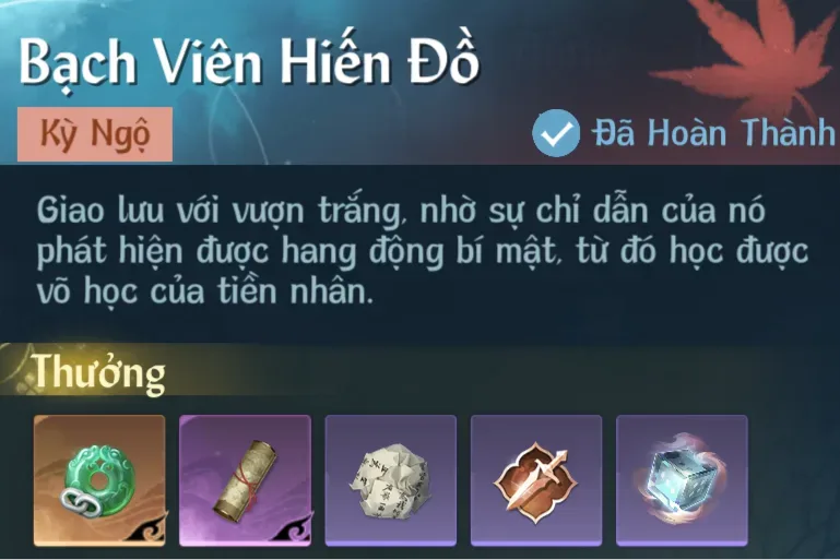 Ảnh Kỳ Ngộ Bạch Viên Hiến Đồ trong game Nghịch Thuỷ Hàn