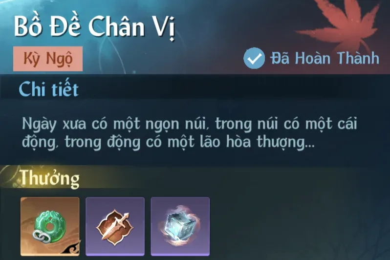 Ảnh Kỳ Ngộ Bồ Đề Chân Vị trong game Nghịch Thuỷ Hàn