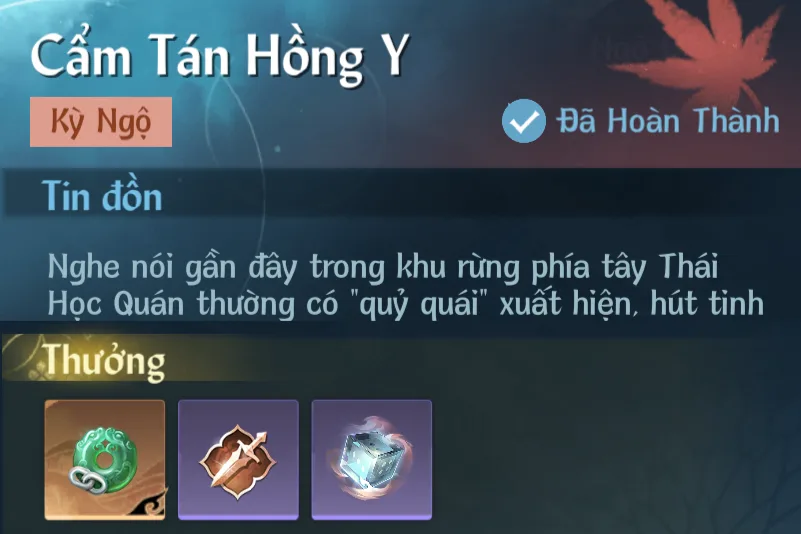 Ảnh Kỳ Ngộ Cẩm Tán Hồng Y trong game Nghịch Thuỷ Hàn