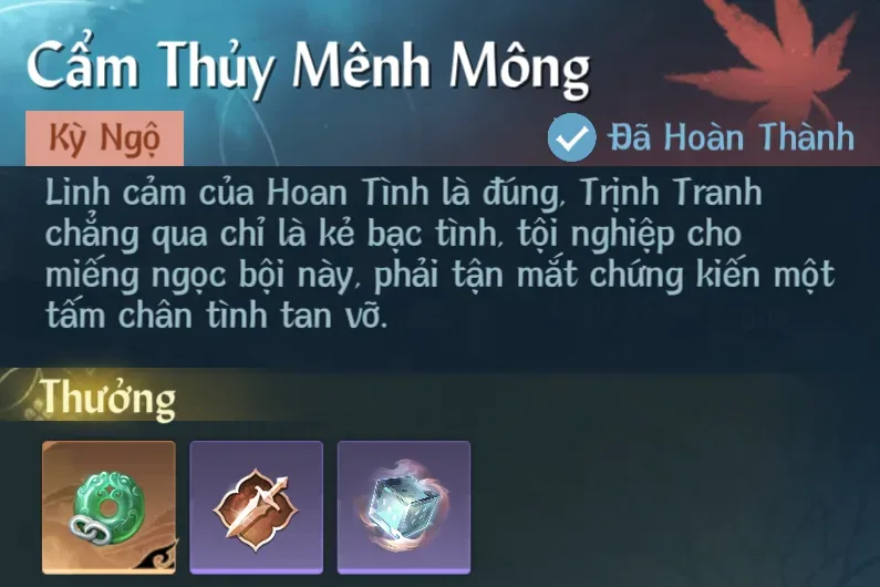 Ảnh Kỳ Ngộ Cẩm Thủy Mênh Mông trong game Nghịch Thuỷ Hàn