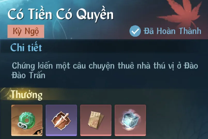 Ảnh Kỳ Ngộ Có Tiền Có Quyền trong game Nghịch Thuỷ Hàn