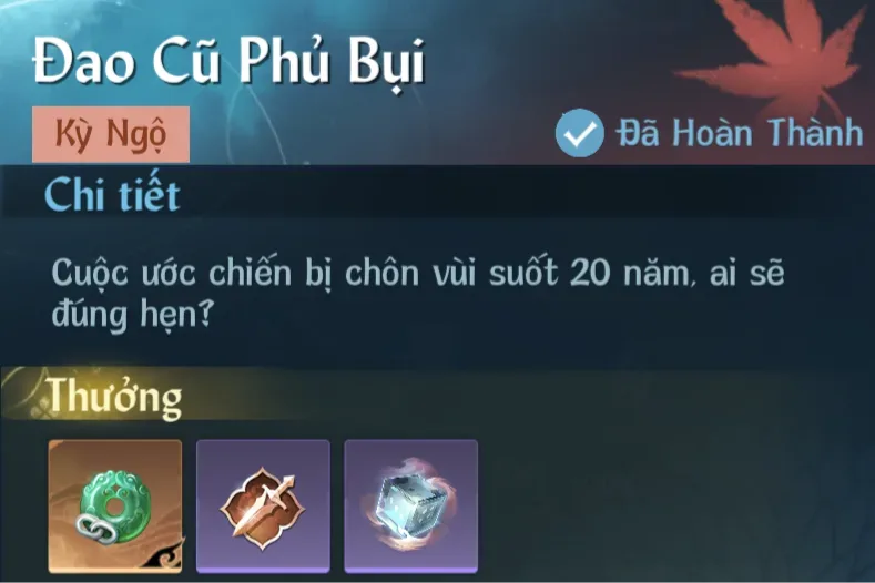 Ảnh Kỳ Ngộ Đao Cũ Phủ Bụi trong game Nghịch Thuỷ Hàn