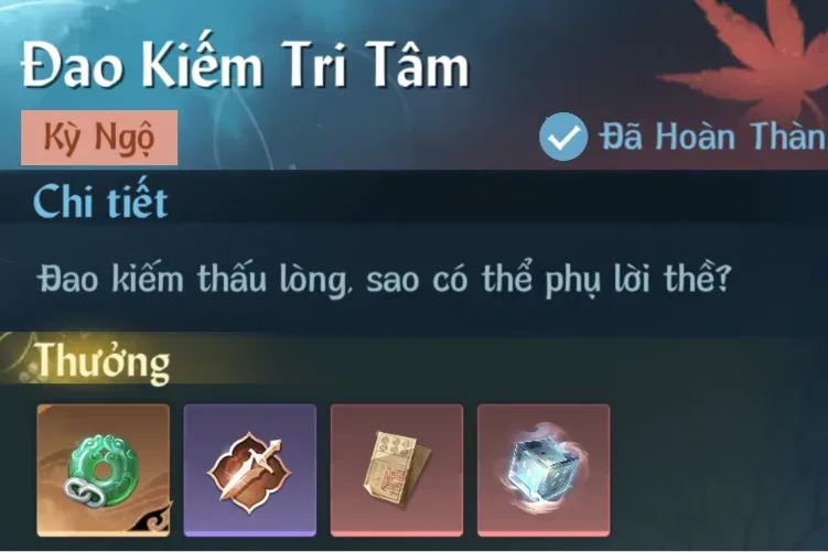 Ảnh Kỳ Ngộ Đao Kiếm Tri Tâm trong game Nghịch Thuỷ Hàn