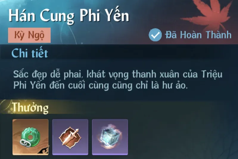 Ảnh Kỳ Ngộ Hán Cung Phi Yến trong game Nghịch Thuỷ Hàn