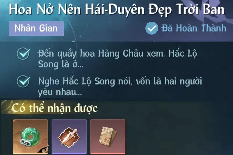 Ảnh Nhân Gian Hoa Nở Nên Hái-Duyên Đẹp Trời Ban trong game Nghịch Thuỷ Hàn