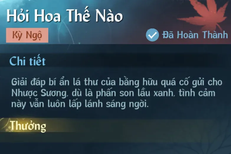 Ảnh Kỳ Ngộ Hỏi Hoa Thế Nào trong game Nghịch Thuỷ Hàn