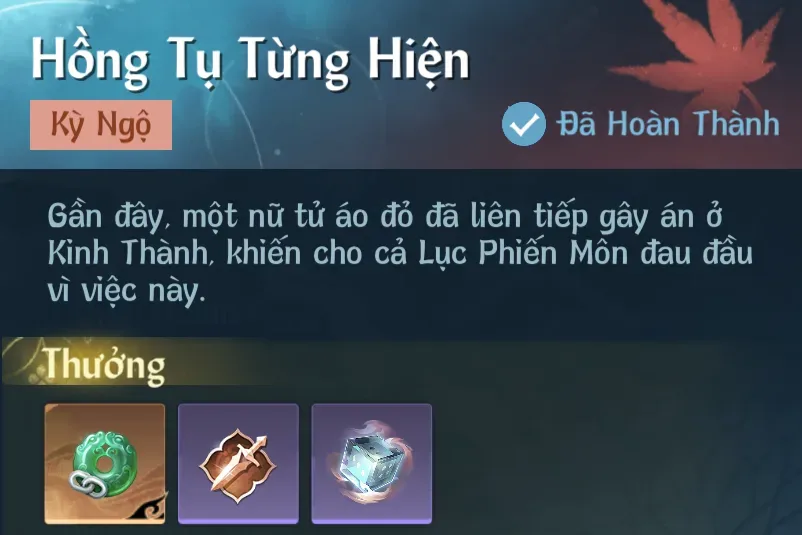 Ảnh Kỳ Ngộ Hồng Tụ Từng Hiện trong game Nghịch Thuỷ Hàn