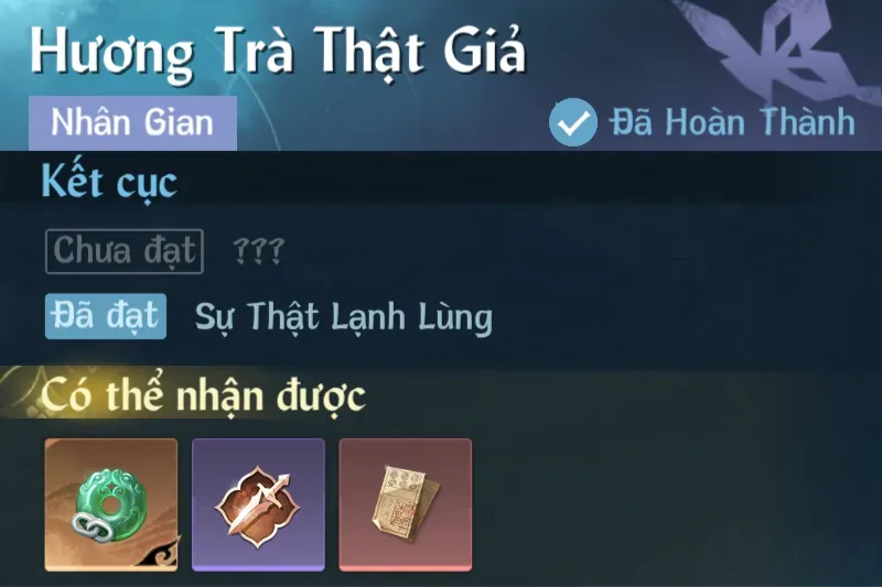 Ảnh Nhân Gian Hương Trà Thật Giả trong game Nghịch Thuỷ Hàn