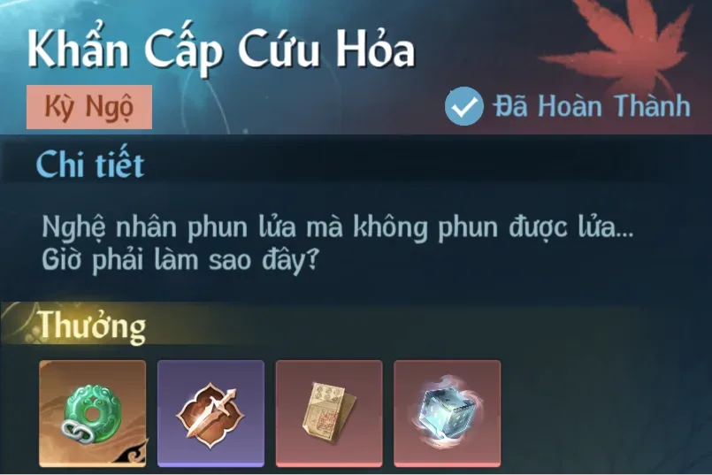 Ảnh Kỳ Ngộ Khẩn Cấp Cứu Hỏa trong game Nghịch Thuỷ Hàn