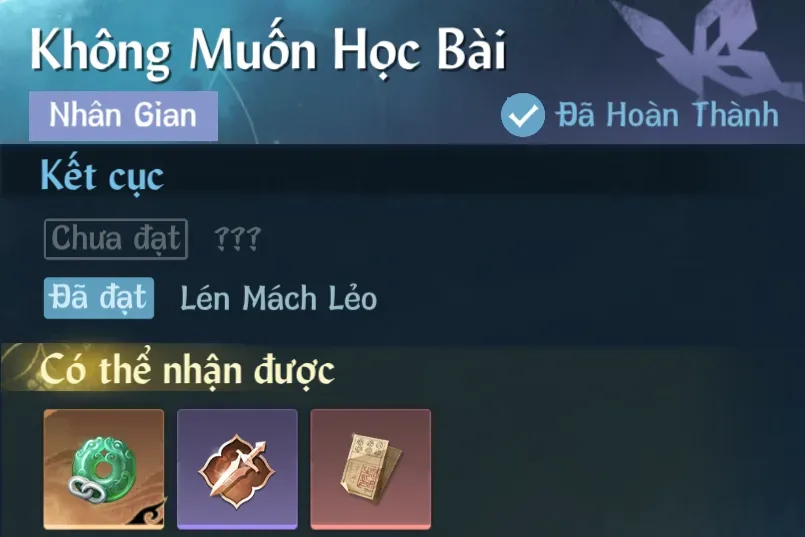 Ảnh Nhân Gian Không Muốn Học Bài trong game Nghịch Thuỷ Hàn