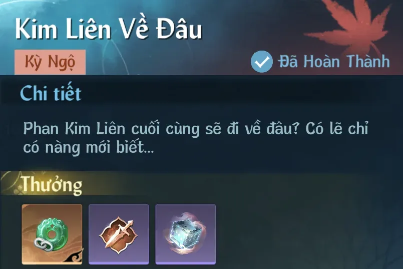 Ảnh Kỳ Ngộ Kim Liên Về Đâu trong game Nghịch Thuỷ Hàn