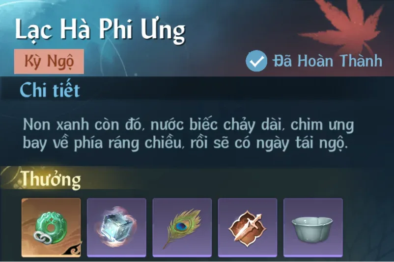Ảnh Kỳ Ngộ Lạc Hà Phi Ưng trong game Nghịch Thuỷ Hàn