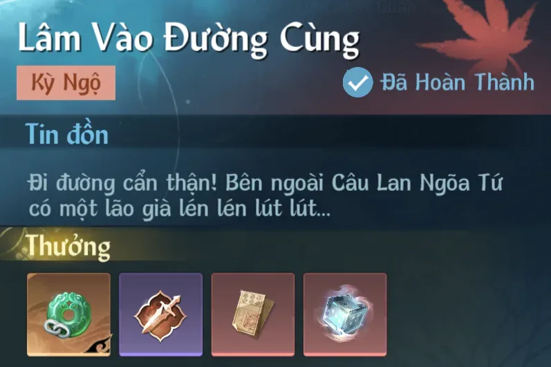Ảnh Kỳ Ngộ Lâm Vào Đường Cùng trong game Nghịch Thuỷ Hàn