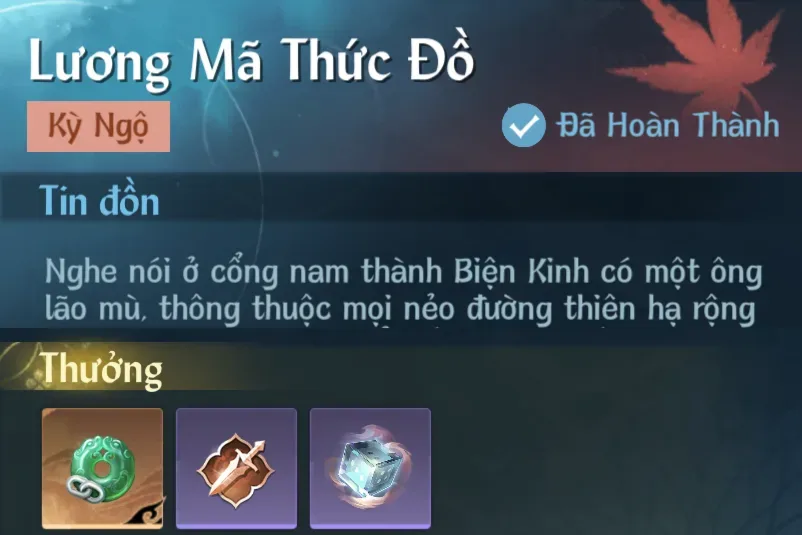 Ảnh Kỳ Ngộ Lương Mã Thức Đồ trong game Nghịch Thuỷ Hàn