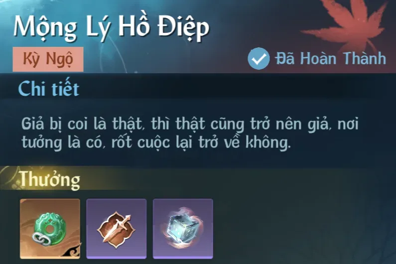 Ảnh Kỳ Ngộ Mộng Lý Hồ Điệp trong game Nghịch Thuỷ Hàn