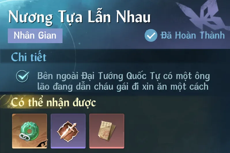 Ảnh Nhân Gian Nương Tựa Lẫn Nhau trong game Nghịch Thuỷ Hàn