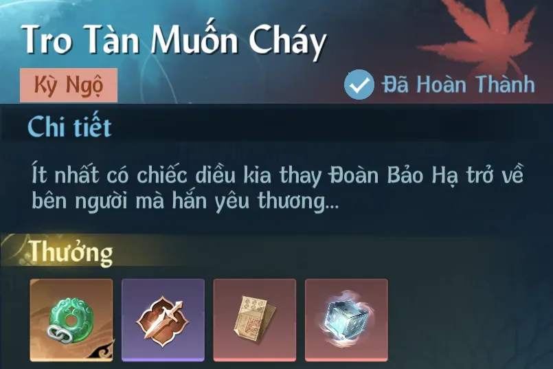 Ảnh Kỳ Ngộ Tàn Tro Muốn Cháy trong game Nghịch Thuỷ Hàn