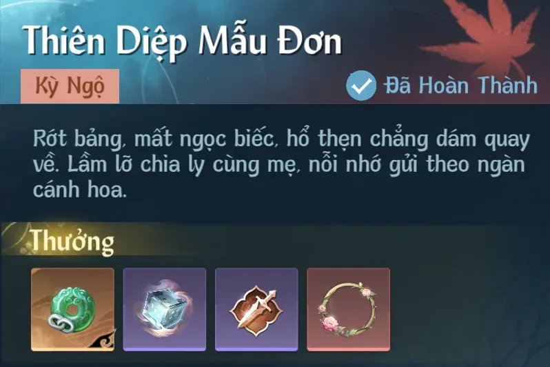 Ảnh Kỳ Ngộ Thiên Diệp Mẫu Đơn trong game Nghịch Thuỷ Hàn