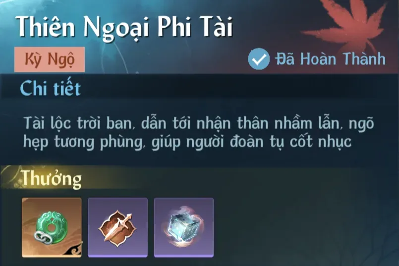 Ảnh Kỳ Ngộ Thiên Ngoại Phi Tài trong game Nghịch Thuỷ Hàn