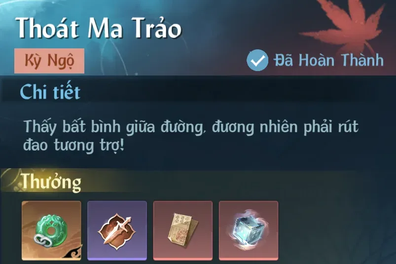 Ảnh Kỳ Ngộ Thoát Ma Trảo trong game Nghịch Thuỷ Hàn