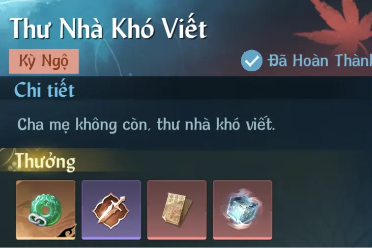 Ảnh Kỳ Ngộ Thư Nhà Khó Viết trong game Nghịch Thuỷ Hàn
