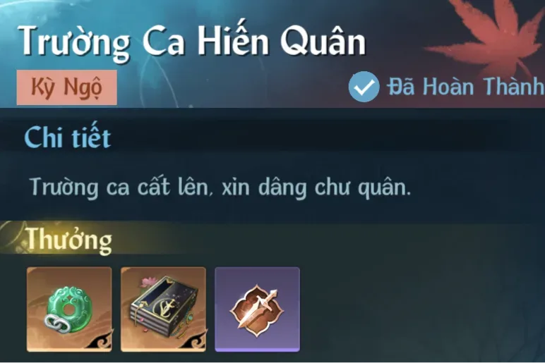 Ảnh Kỳ Ngộ Trường Ca Hiến Quân trong game Nghịch Thuỷ Hàn