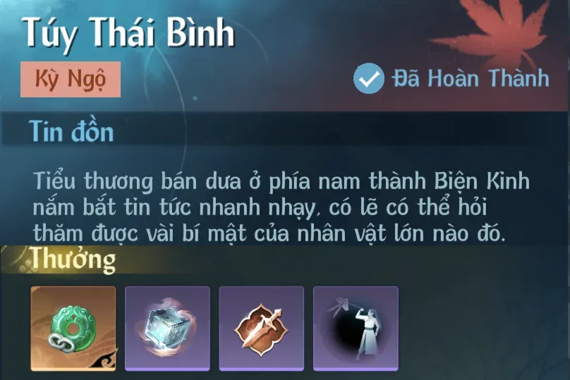 Ảnh Kỳ Ngộ Túy Thái Bình trong game Nghịch Thuỷ Hàn