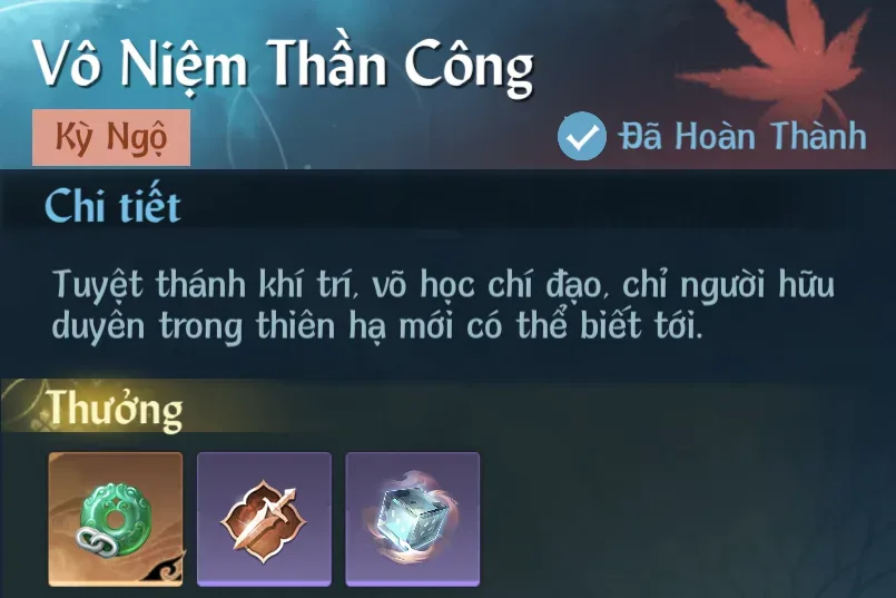 Ảnh Kỳ Ngộ Vô Niệm Thần Công trong game Nghịch Thuỷ Hàn