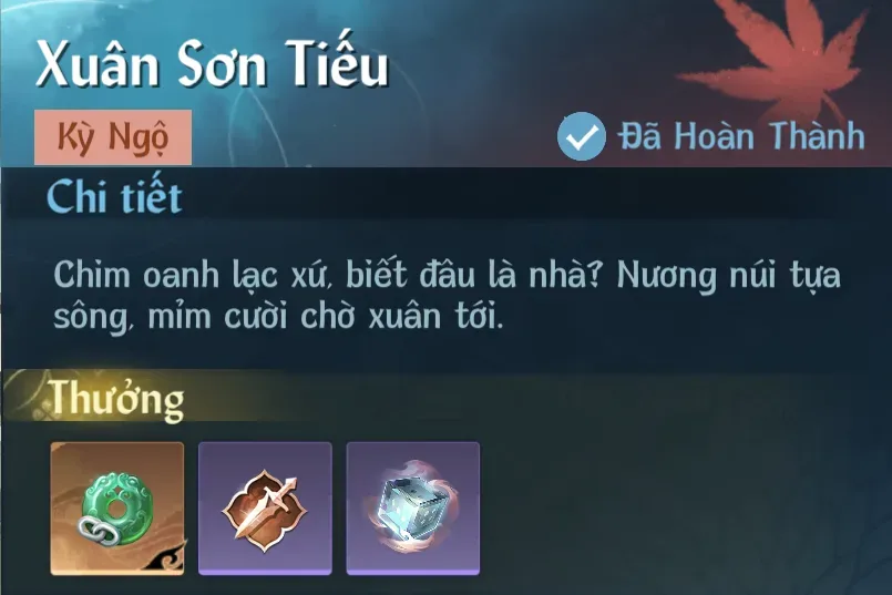 Ảnh Kỳ Ngộ Xuân Sơn Tiếu trong game Nghịch Thuỷ Hàn